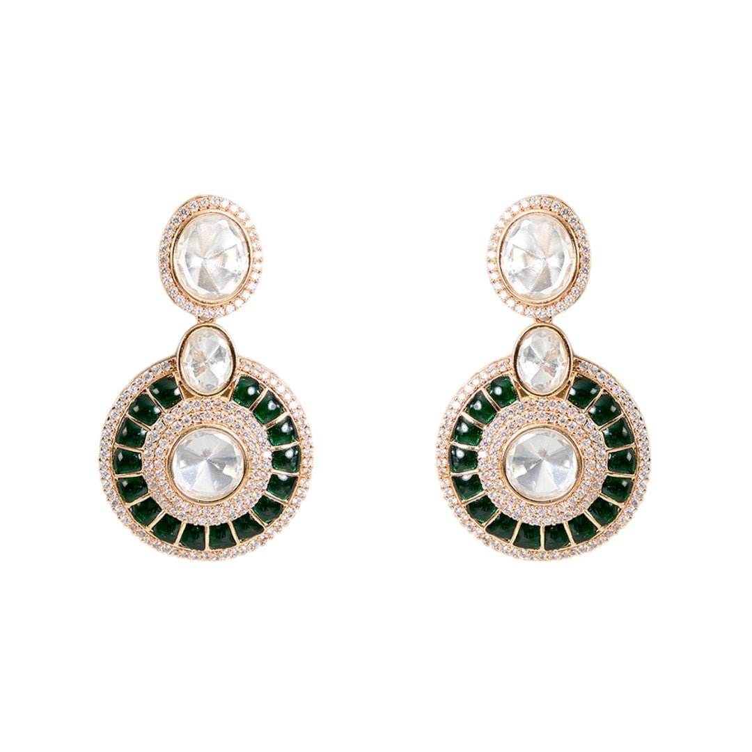 Exquisite Green and Gold Accent Bridal Jewelry Set - Auraa Trends