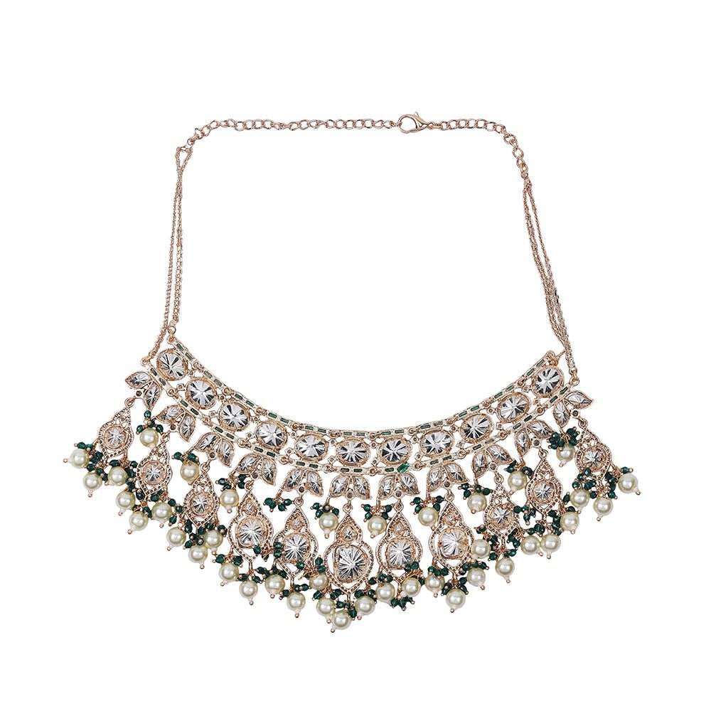 Exquisite Kundan Bridal Choker Necklace Set with Maangtikka - Auraa Trends