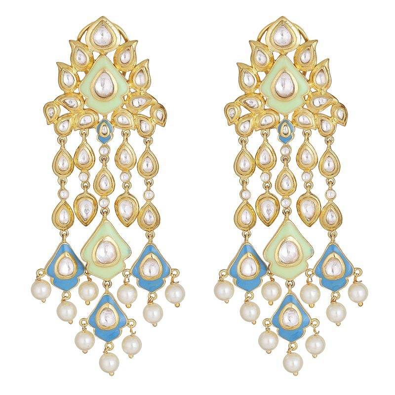 Exquisite Kundan Chandelier Earrings with Multi-Colored Stones - Auraa Trends