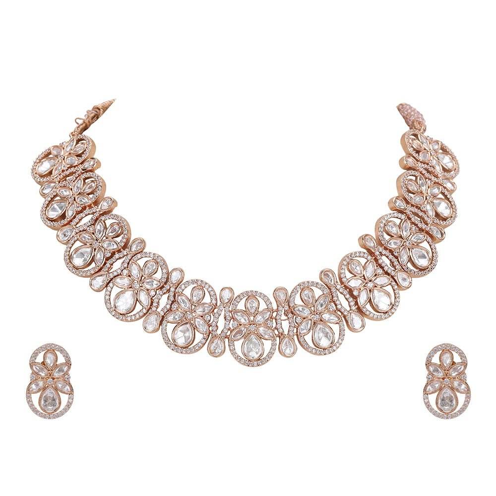 Exquisite Kundan & Pearl Choker Necklace Set - Auraa Trends