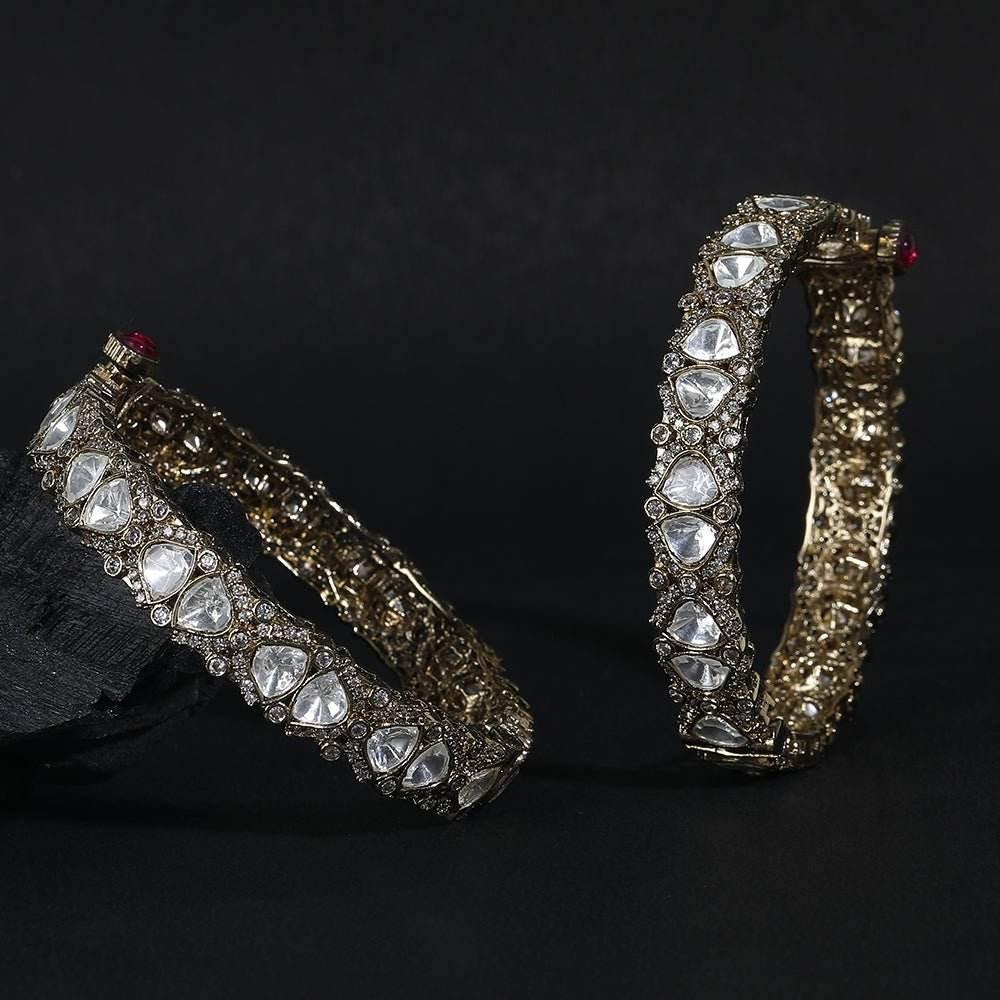 Exquisite Kundan Polki Bangle Set - Auraa Trends