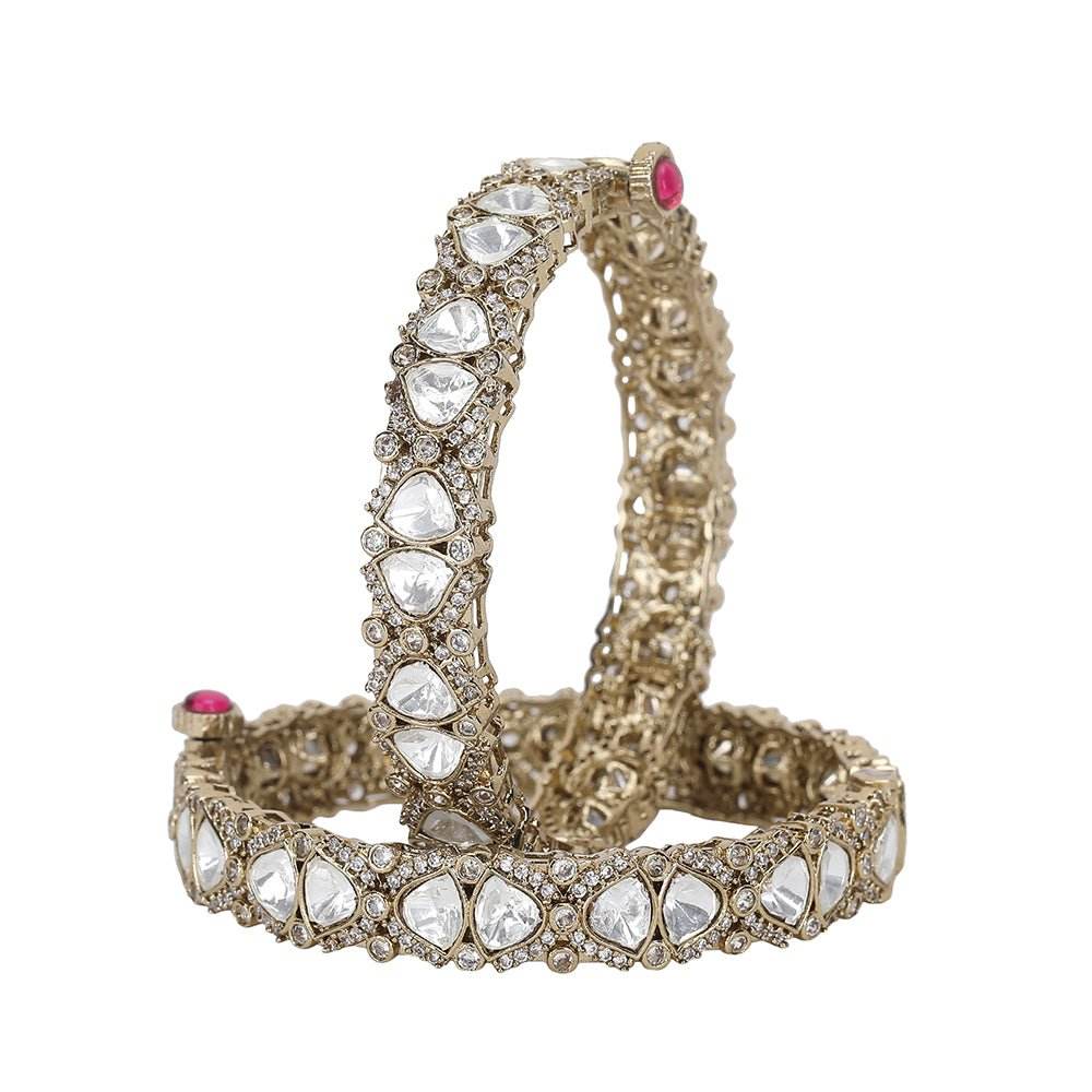 Exquisite Kundan Polki Bangle Set - Auraa Trends