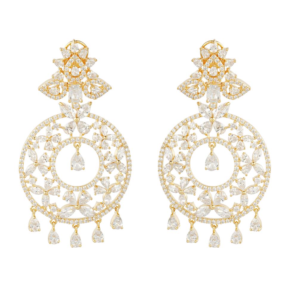 Exquisite Moissanite Chandelier Earrings - Auraa Trends - Chandelier Earrings - Shop Rhodium Plated Diamonte Set Online