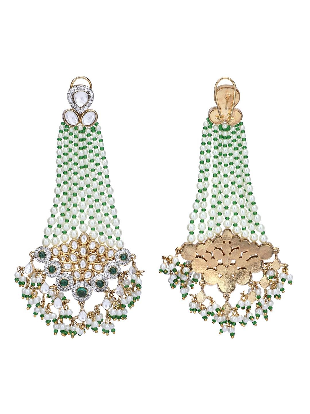 Exquisite Moissanite Chandelier Earrings with Kundan Detailing - Auraa Trends - Chandelier Earrings - chandelier earrings