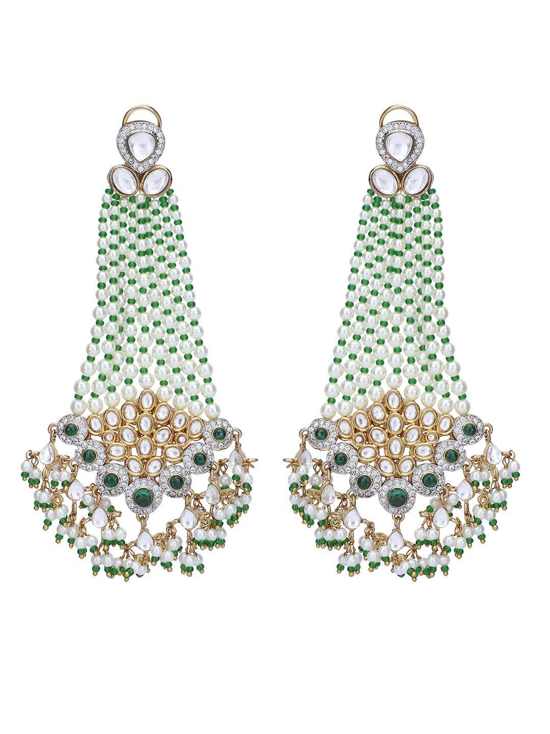 Exquisite Moissanite Chandelier Earrings with Kundan Detailing - Auraa Trends
