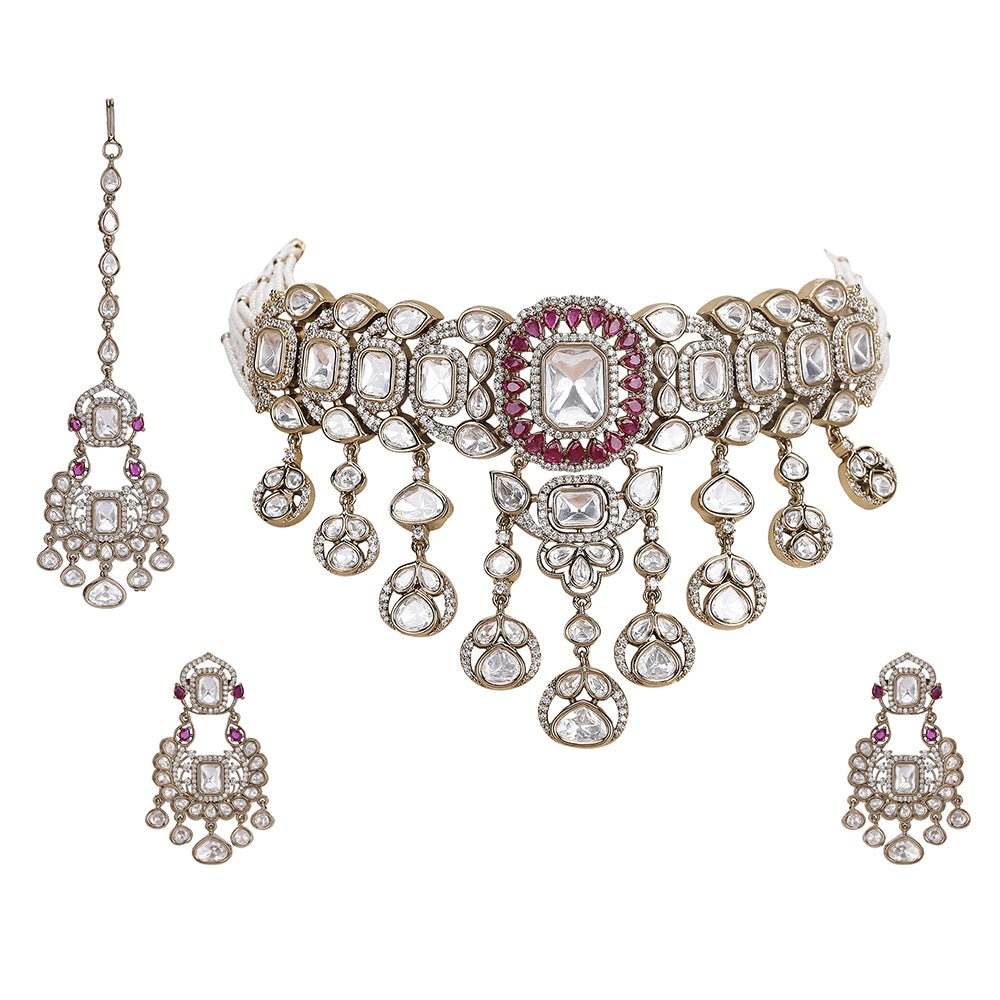 Exquisite Moissanite Choker Necklace Set - Auraa Trends