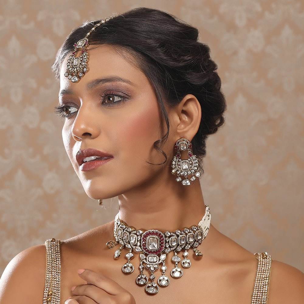 Exquisite Moissanite Choker Necklace Set - Auraa Trends