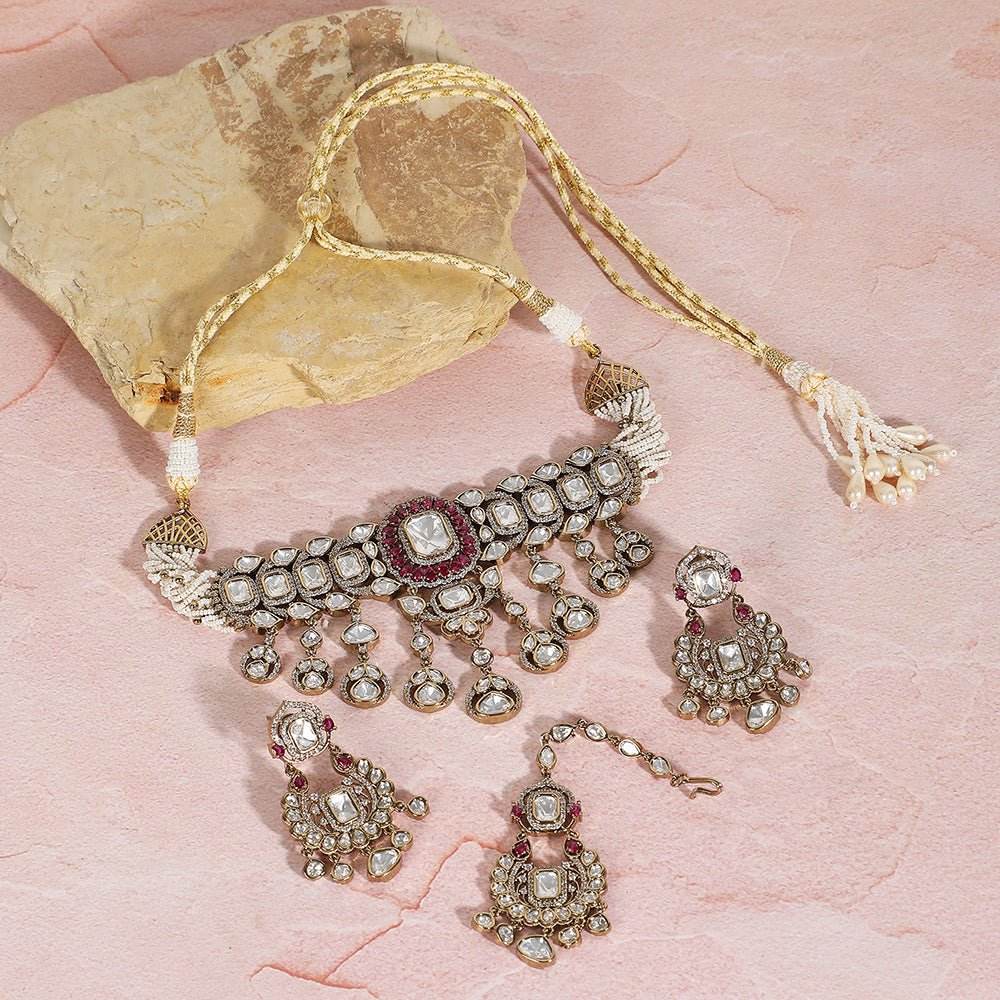 Exquisite Moissanite Choker Necklace Set - Auraa Trends