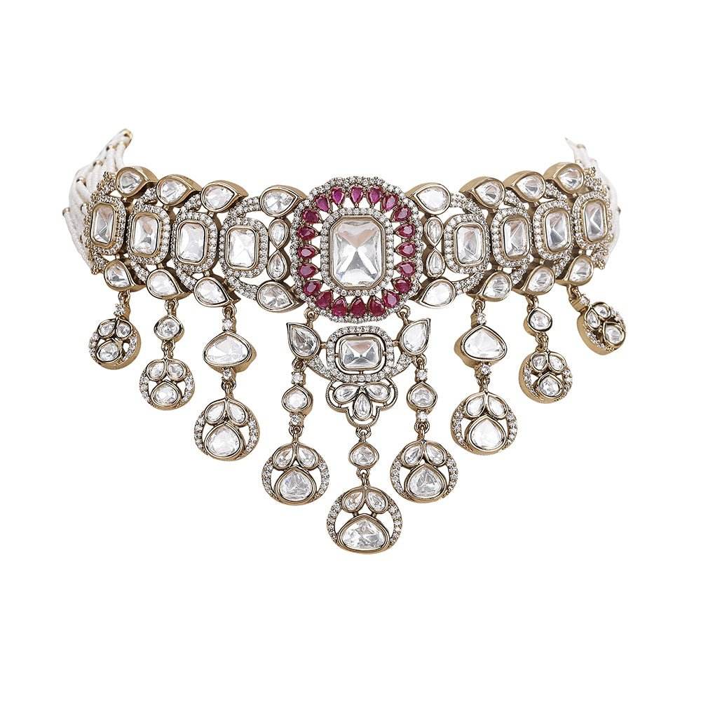 Exquisite Moissanite Choker Necklace Set - Auraa Trends