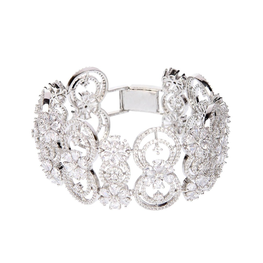 Exquisite Moissanite Floral Bracelet in Sterling Silver - Auraa Trends - Bracelet - Exquisite Moissanite Floral Bracelet