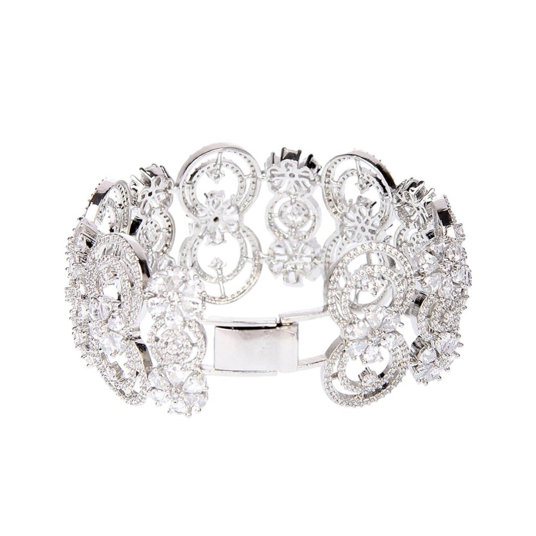 Exquisite Moissanite Floral Bracelet in Sterling Silver - Auraa Trends - Bracelet - Exquisite Moissanite Floral Bracelet