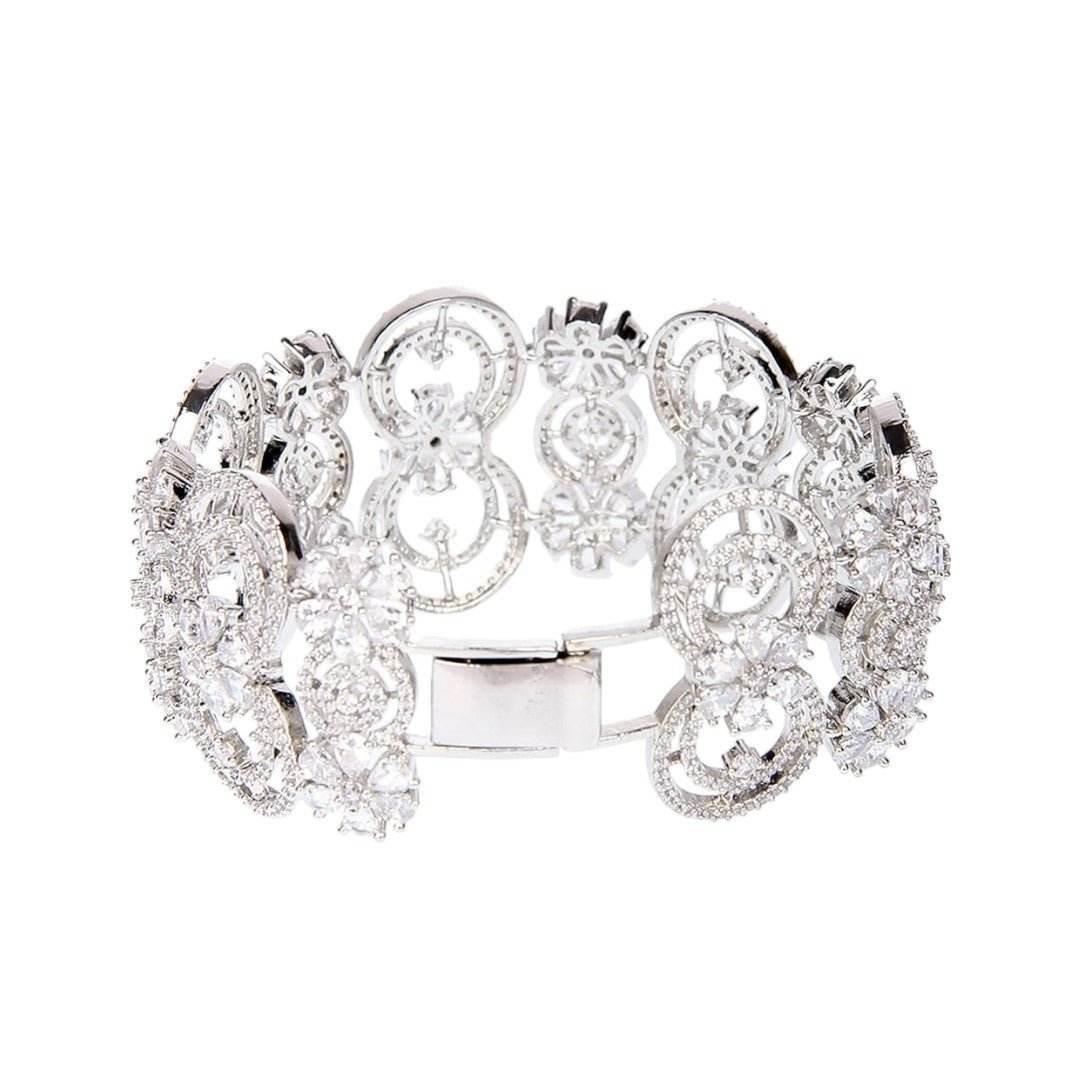 Exquisite Moissanite Floral Bracelet in Sterling Silver - Auraa Trends