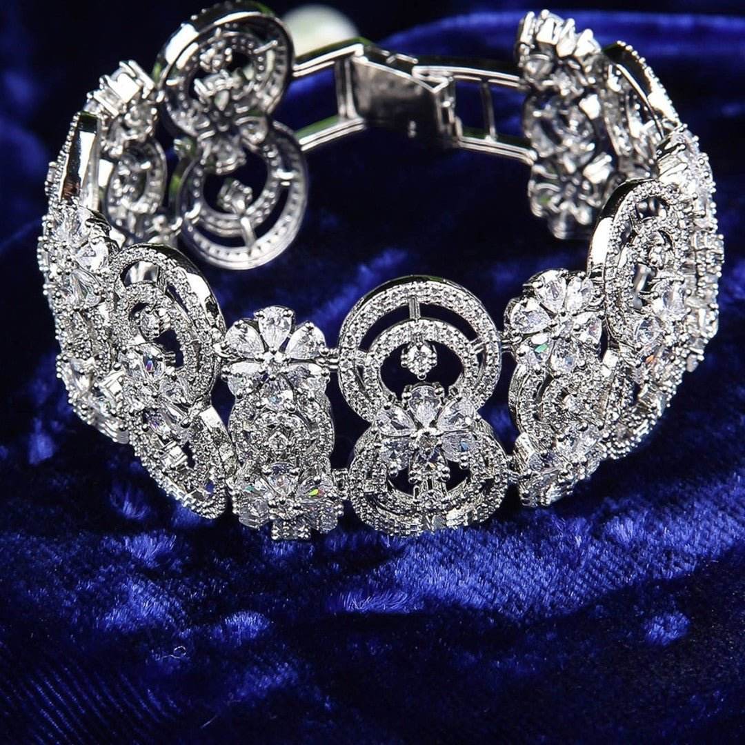 Exquisite Moissanite Floral Bracelet in Sterling Silver - Auraa Trends