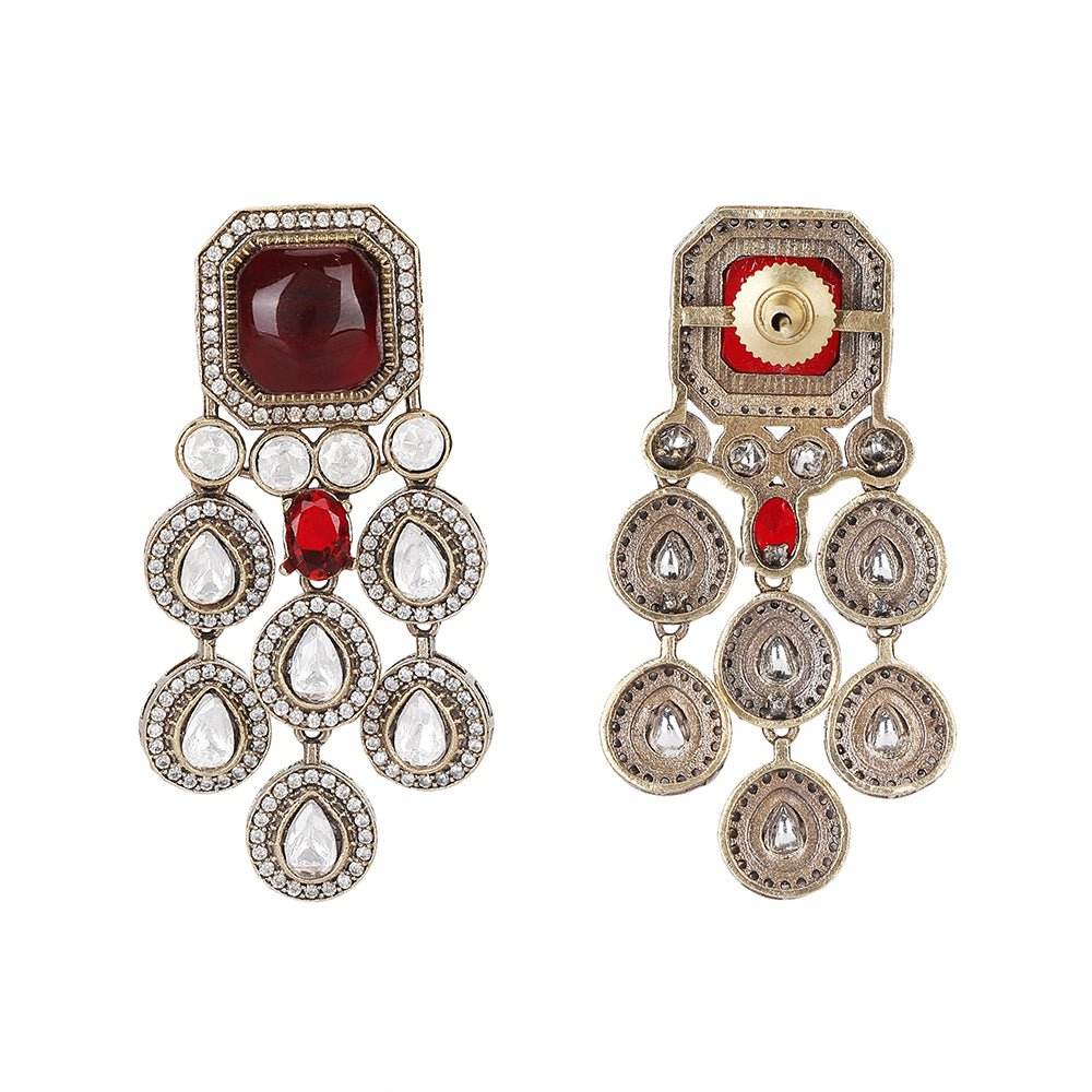 Exquisite Ruby and Polki Bridal Necklace Set with Earrings - Auraa Trends