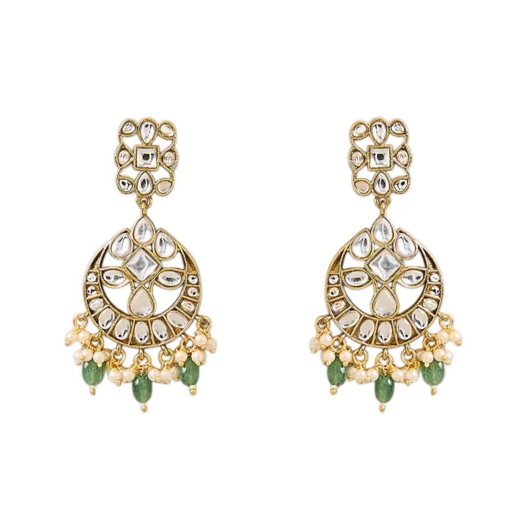 Green Kundan Necklace Set with Matching Earrings