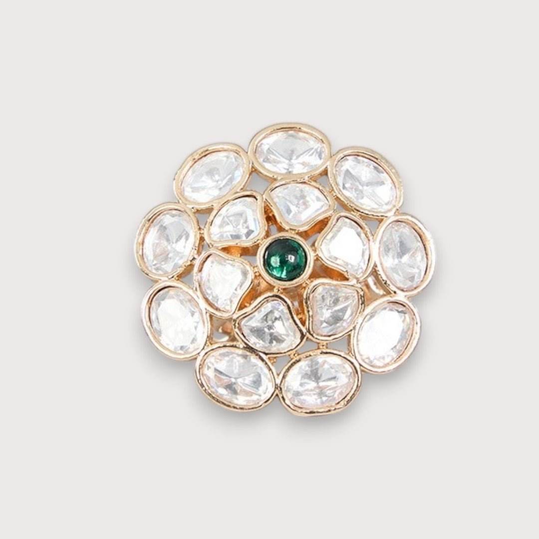 Floral Gold Finish Ring - Auraa Trends