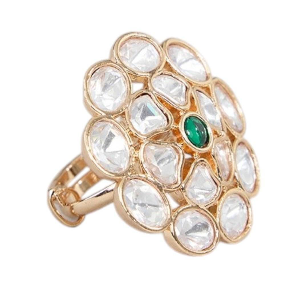 Floral Gold Finish Ring - Auraa Trends