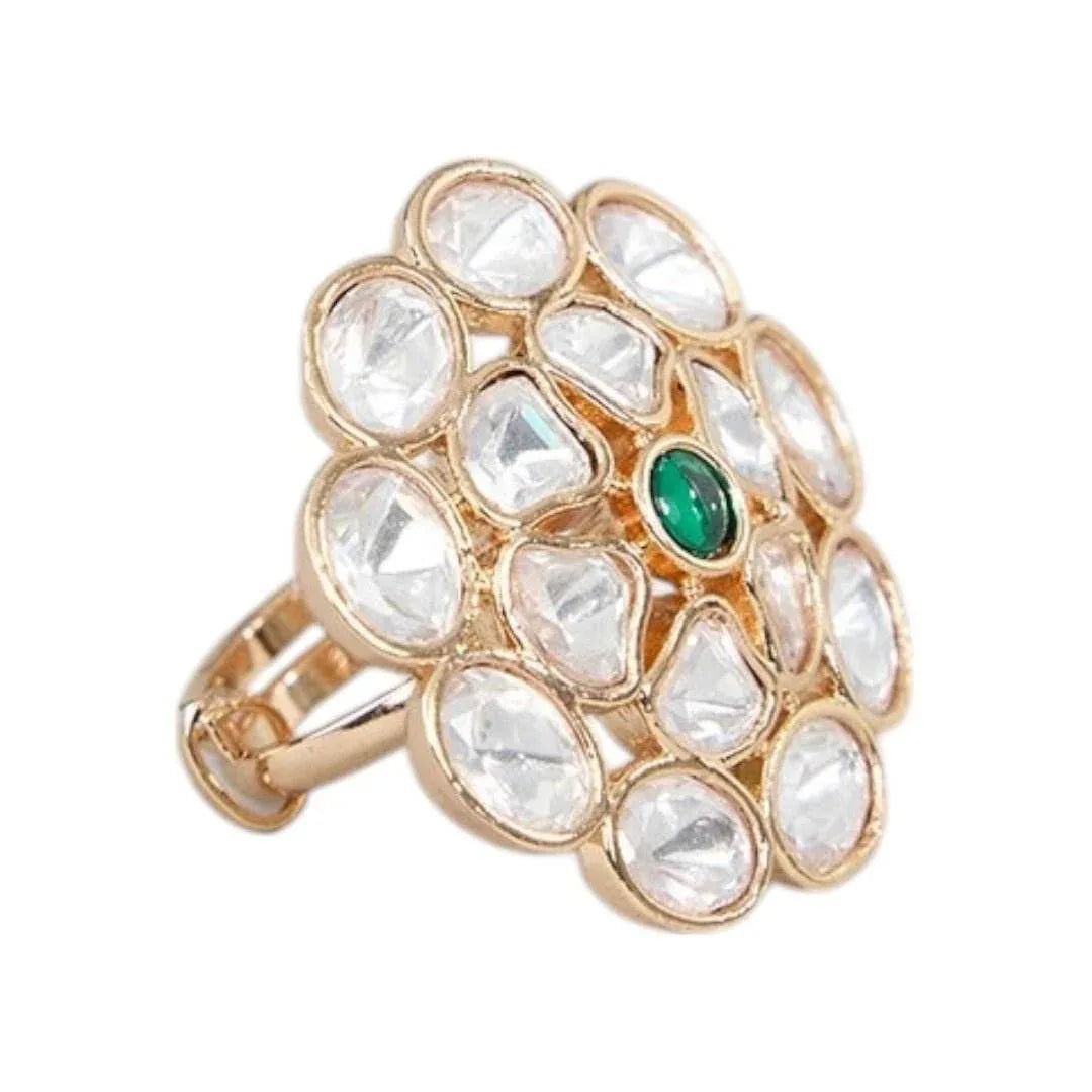 Floral Gold Finish Ring - Auraa Trends