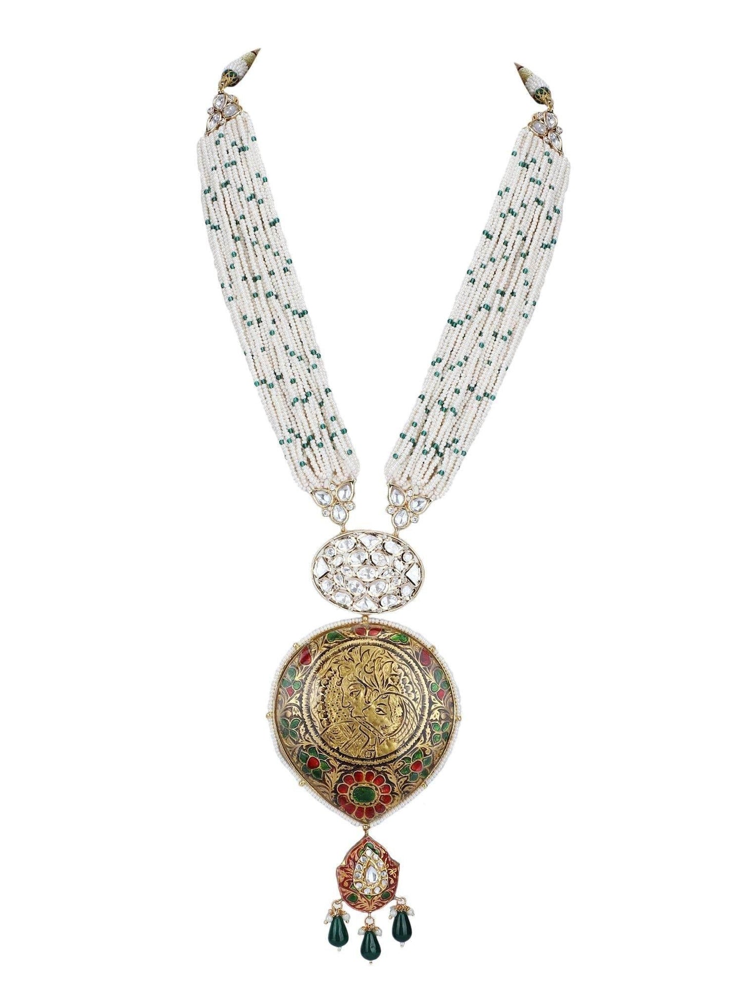 Glamorous 22KT Gold plated Kundan Brown Necklace Set - Auraa Trends