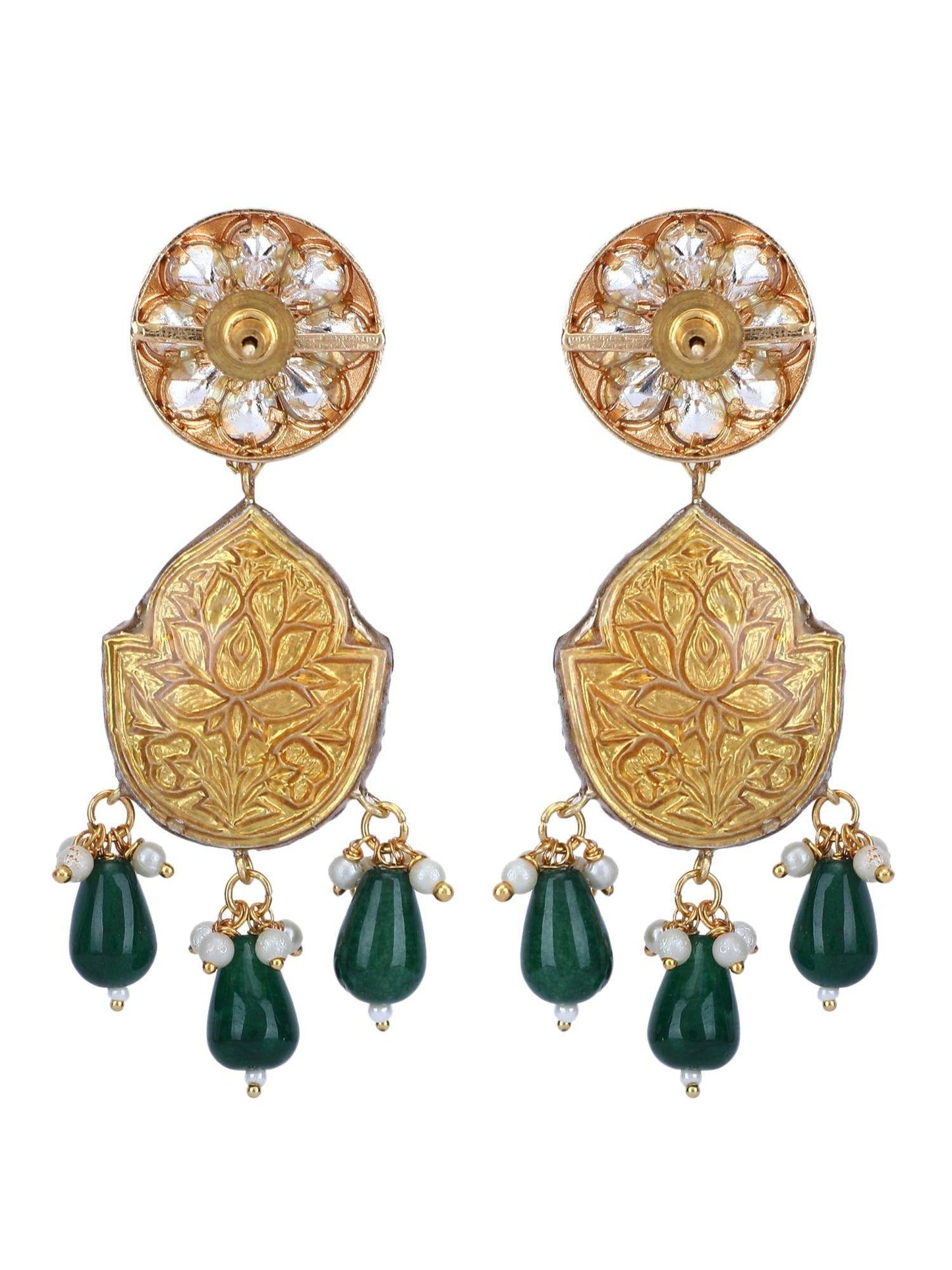 Glamorous 22KT Gold plated Kundan Brown Necklace Set - Auraa Trends
