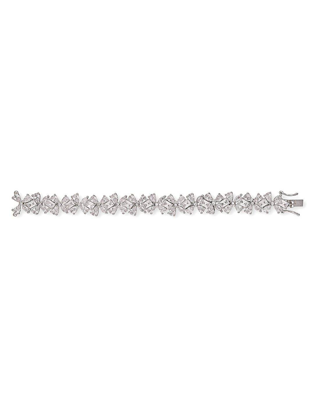 Glamorous Rhodium Plated American Diamond Bracelet - Auraa Trends