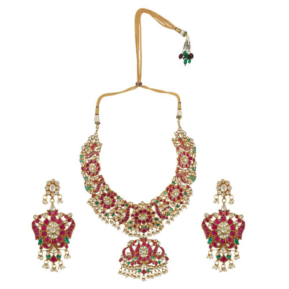 Glamourous Kundan Necklace Set 22KT Gold Plated - Auraa Trends