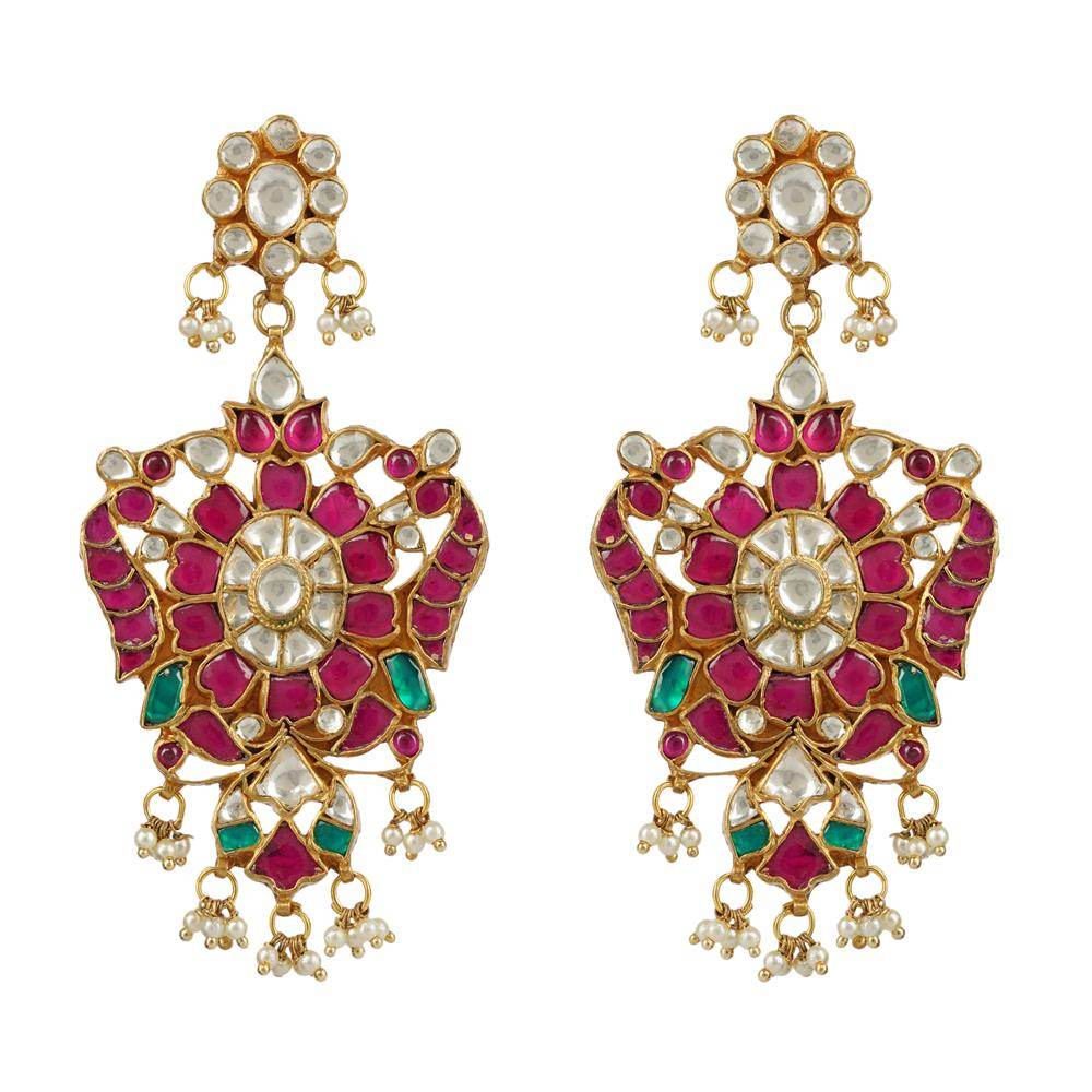 Glamourous Kundan Necklace Set 22KT Gold Plated - Auraa Trends