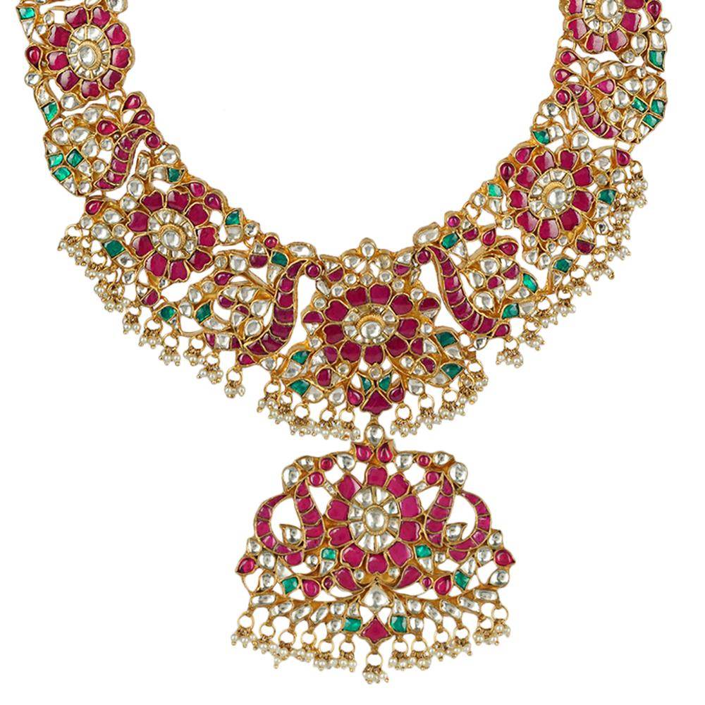 Glamourous Kundan Necklace Set 22KT Gold Plated - Auraa Trends