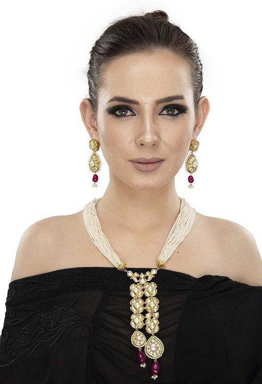 Glamourous Kundan Necklace Set - Auraa Trends