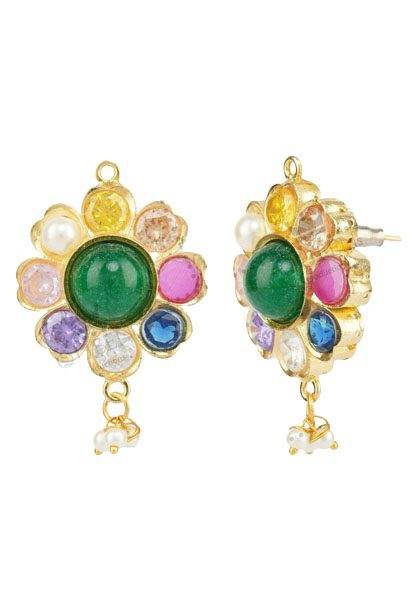 Glittering Gold Plated Kundan Necklace Set - Auraa Trends