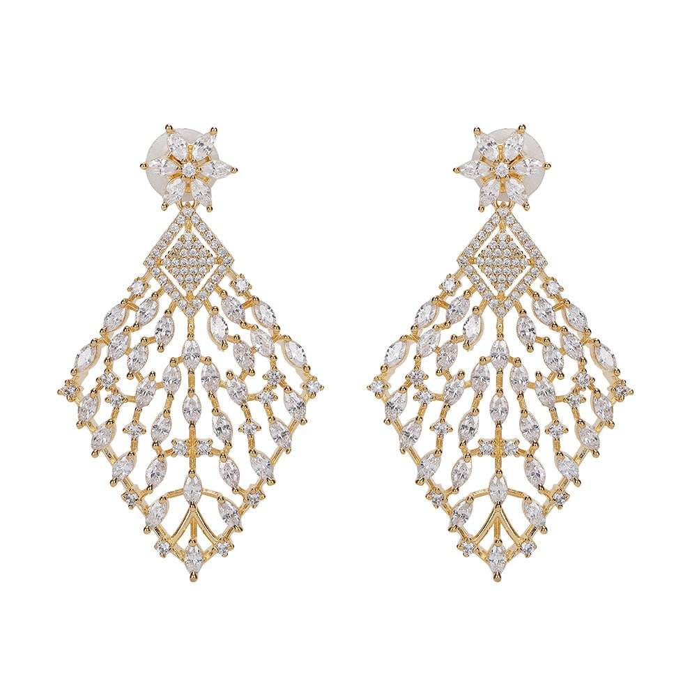 Gold and diamond statement necklace set - Auraa Trends
