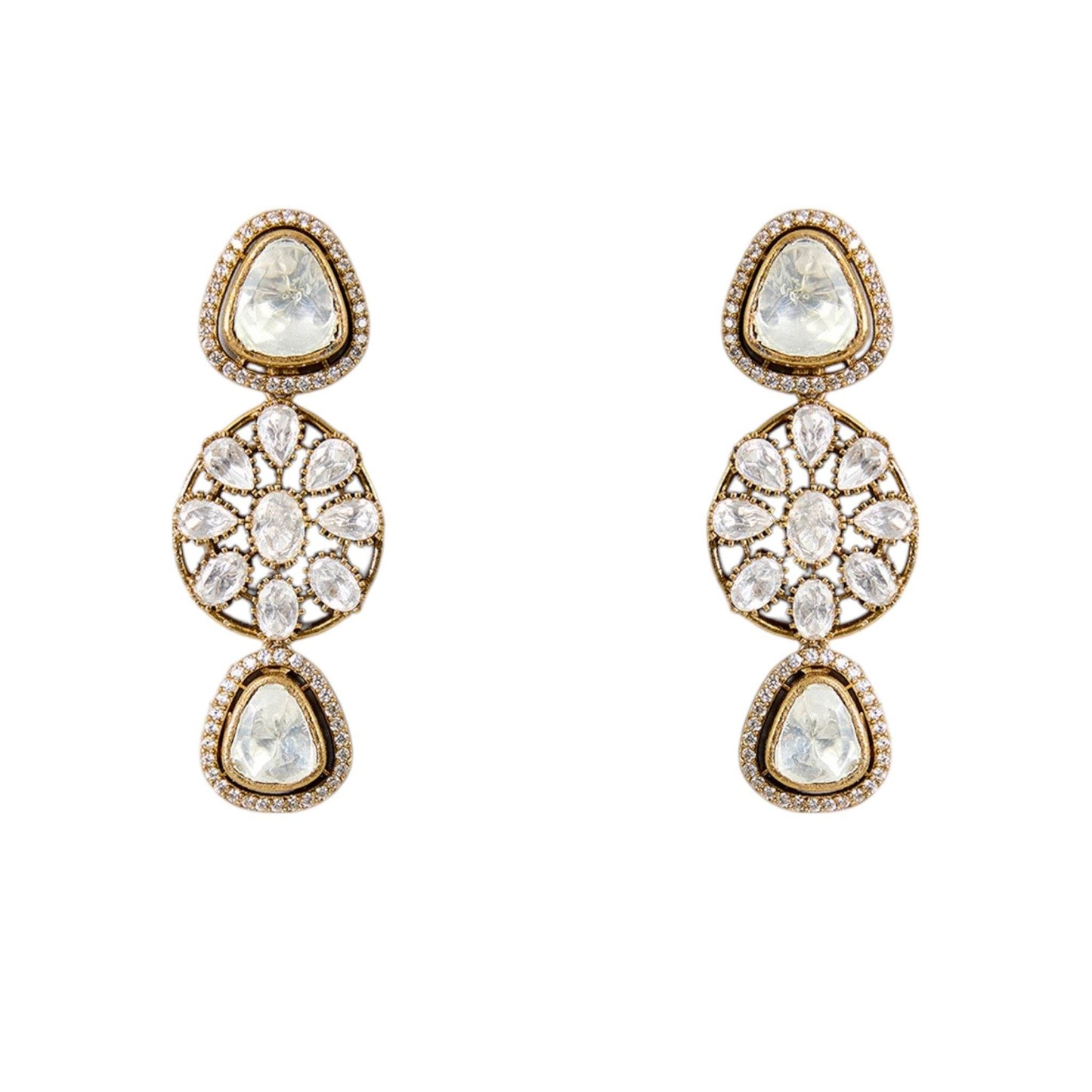 Gold Finish Floral Motif & Kundan Stone Choker Necklace Set - Auraa Trends