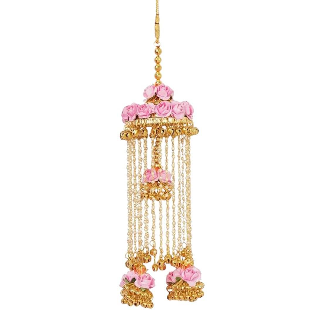Gold Finish Ghungroo kaleere with Floral Accents – Alloy Bridal Jewelry - Auraa Trends
