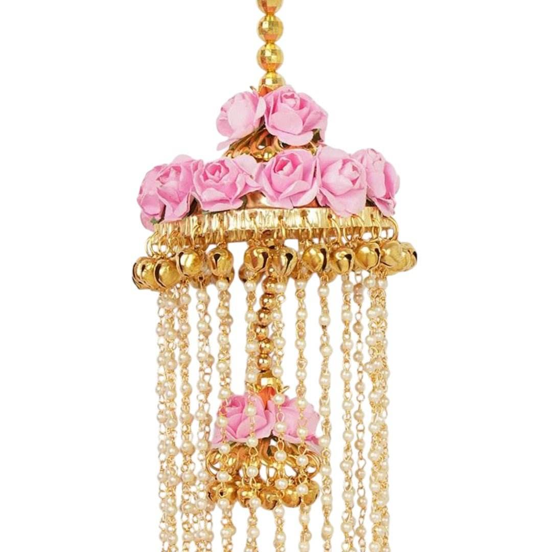 Gold Finish Ghungroo kaleere with Floral Accents – Alloy Bridal Jewelry - Auraa Trends