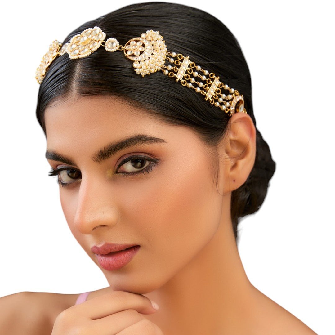 Gold Finish Kundan Mathapatti - Auraa Trends - Mathapati - # - Auraa Trends - Gold Finish Kundan Mathapatti