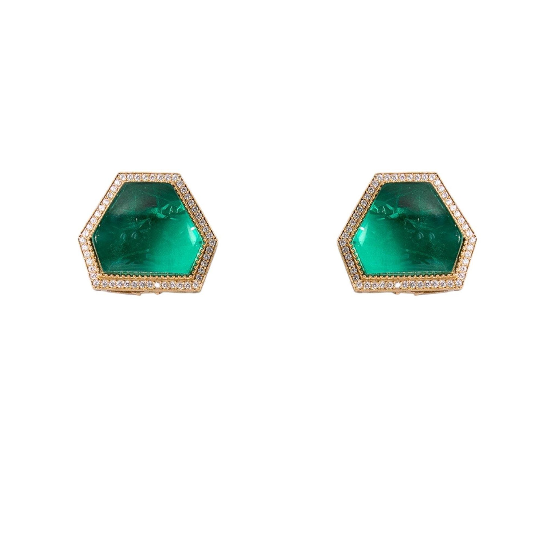 Gold Finish Kundan Polki & Emerald Stone Choker Necklace Set - Auraa Trends