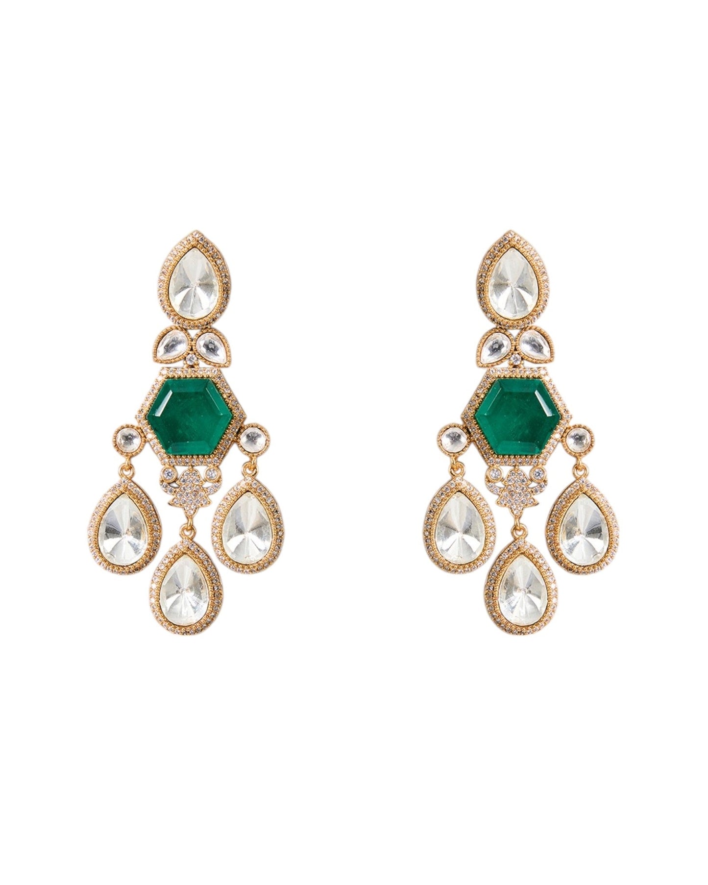 Gold Finish Kundan Polki & Emerald Stone Choker Necklace Set - Auraa Trends - necklace - - Auraa Trends - Purpose: Describes the image content for screen readers and helps SEO. Best Practices: Be descriptive but concise. Include relevant keywords naturally. Avoid keyword stuffing. Describe what the image shows or represents.