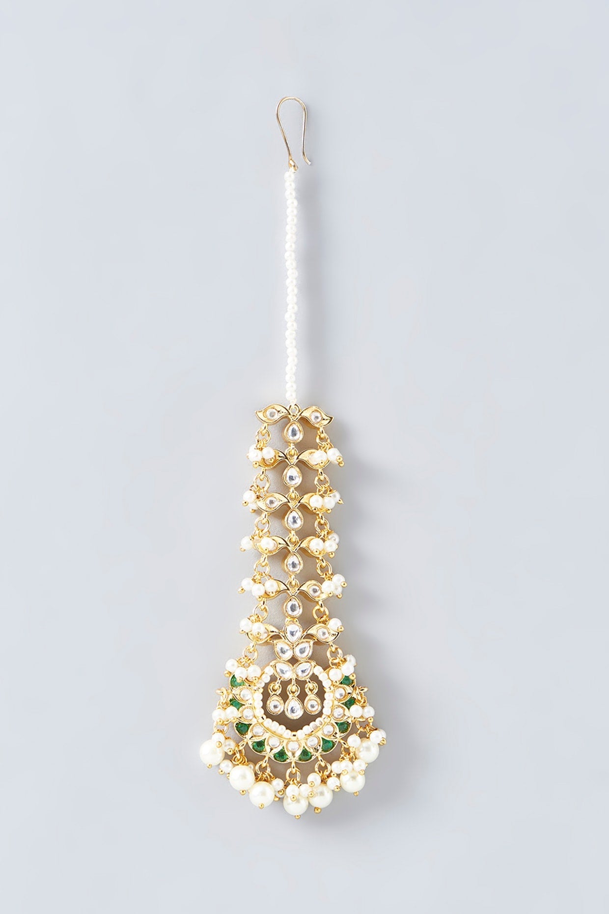 Gold Finish Kundan Polki Maangtikka - Auraa Trends - Maangtika - # - Auraa Trends - Gold Finish Kundan Polki Maangtikka