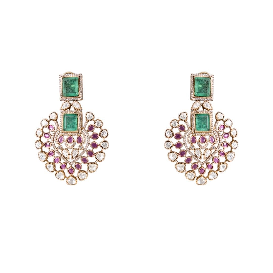 Gold Finish Kundan Polki Necklace Set with Ruby Red Stones – Traditional Pendant Jewelry for Weddings & Festivals - Auraa Trends - Necklace - - Auraa Trends - Gold Finish Kundan Polki Necklace Set with Ruby Red Stones – Traditional Pendant Jewelry for Weddings & Festivals