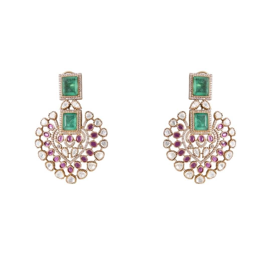 Gold Finish Kundan Polki Necklace Set with Ruby Red Stones – Traditional Pendant Jewelry for Weddings & Festivals - Auraa Trends