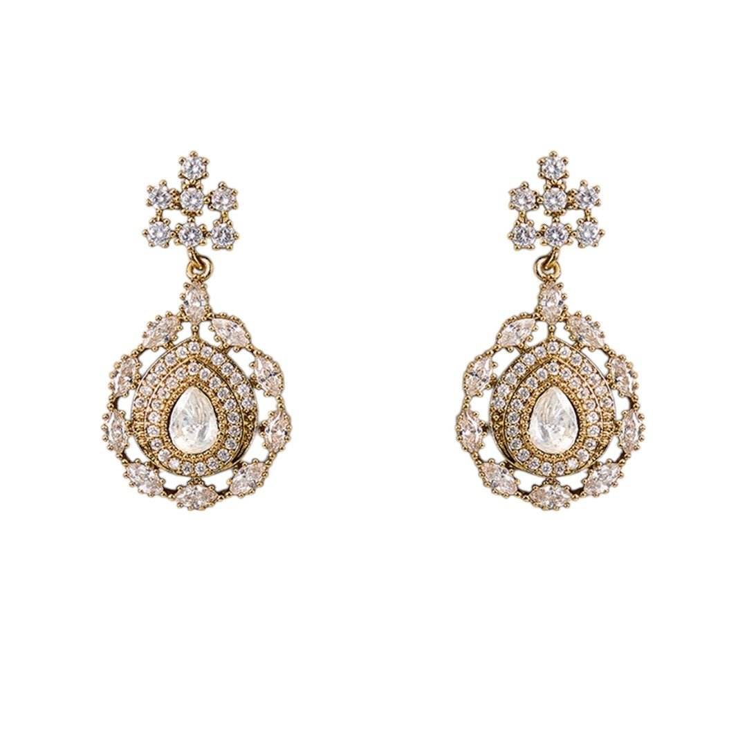 Gold Finish Kundan Polki & Pearl Choker Necklace Set – Indian Bridal Jewelry - Auraa Trends