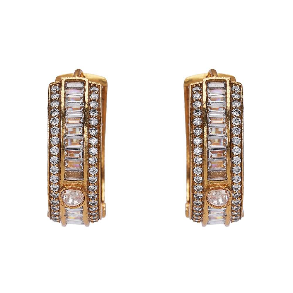 Gold Hoop Earrings with Vibrant Red Stones and Sparkling Diamonds - Auraa Trends