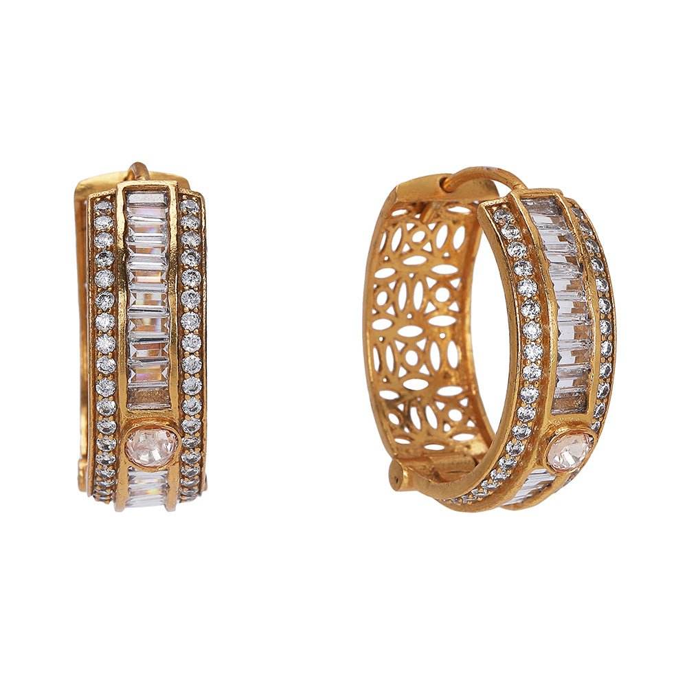 Gold Hoop Earrings with Vibrant Red Stones and Sparkling Diamonds - Auraa Trends