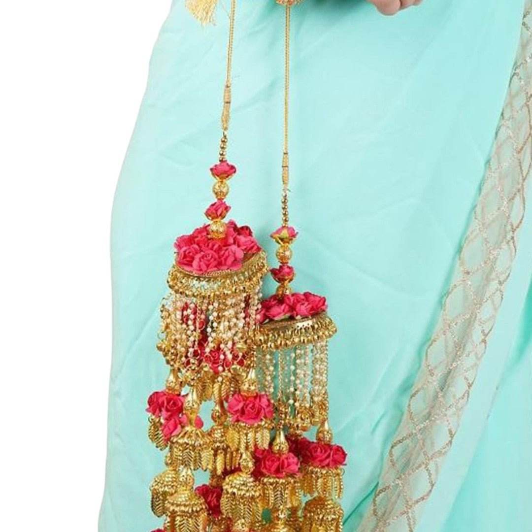 Gold-Plated Alloy kaleere with Floral & Ghungroo Detailing - Auraa Trends