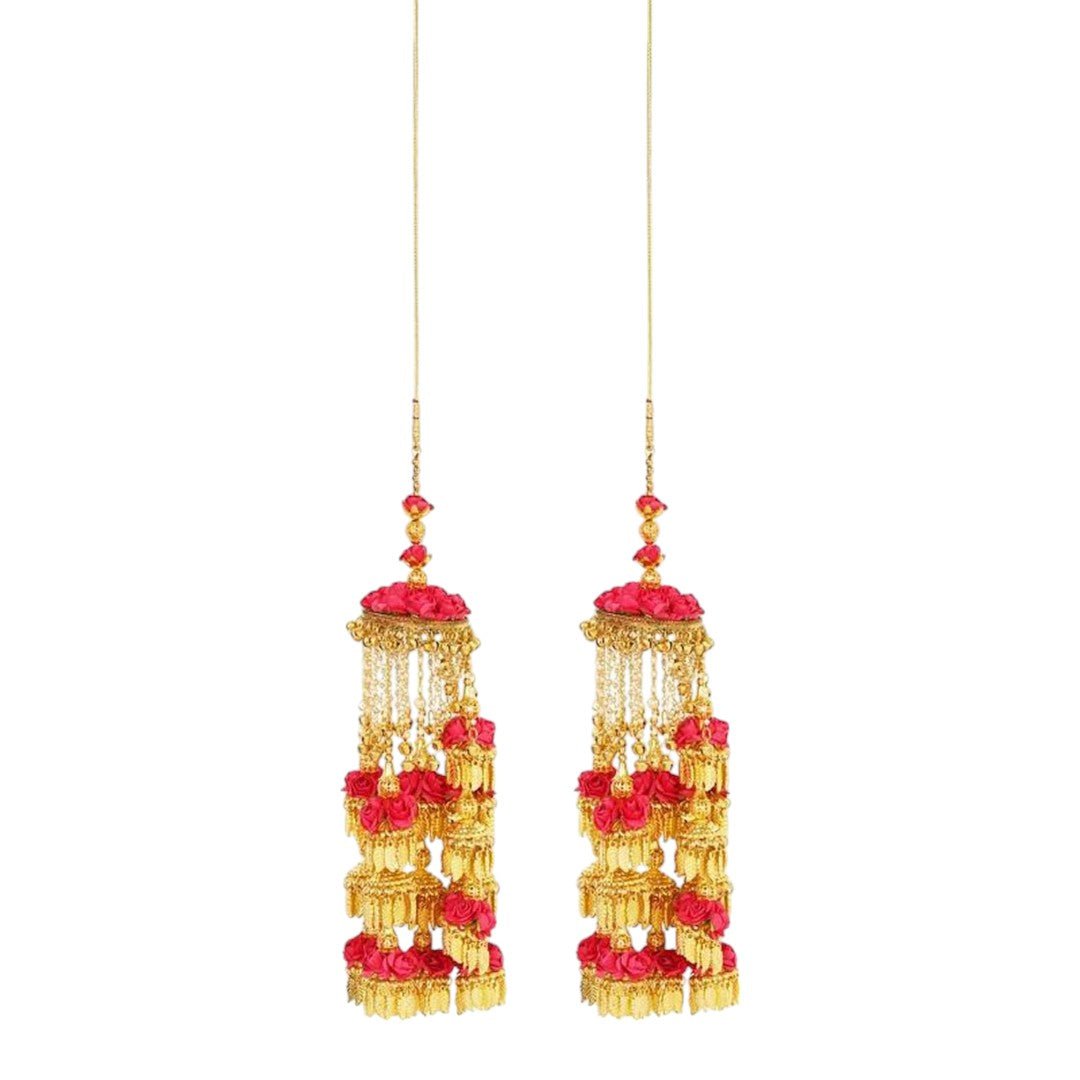 Gold - Plated Alloy kaleere with Floral & Ghungroo Detailing - Auraa Trends - Kaleere - Plated Alloy kaleere with Floral