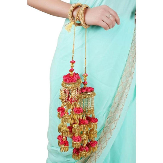 Gold-Plated Alloy kaleere with Floral & Ghungroo Detailing - Auraa Trends