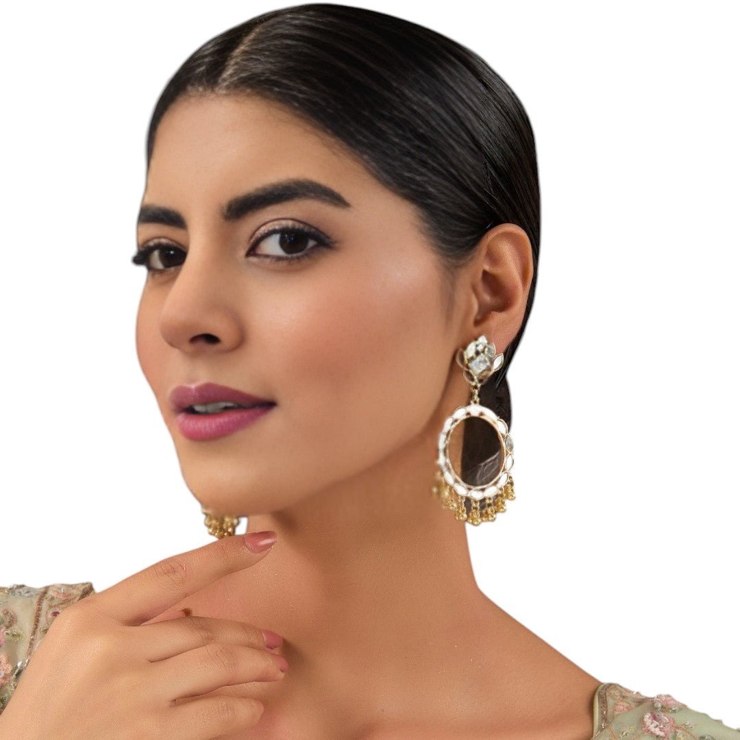 Gold - Plated Chandelier Hoop Earrings With Chandelier - Auraa Trends - Chandelier Earrings - # - Auraa Trends - Gold - Plated Chandelier Hoop Earrings With Chandelier