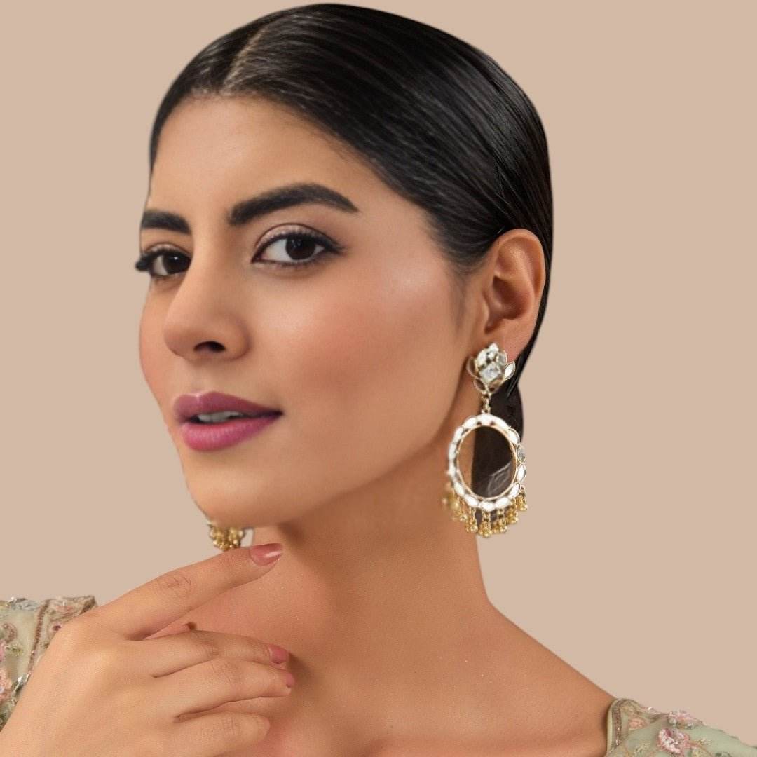 Gold-Plated Chandelier Hoop Earrings With Chandelier - Auraa Trends