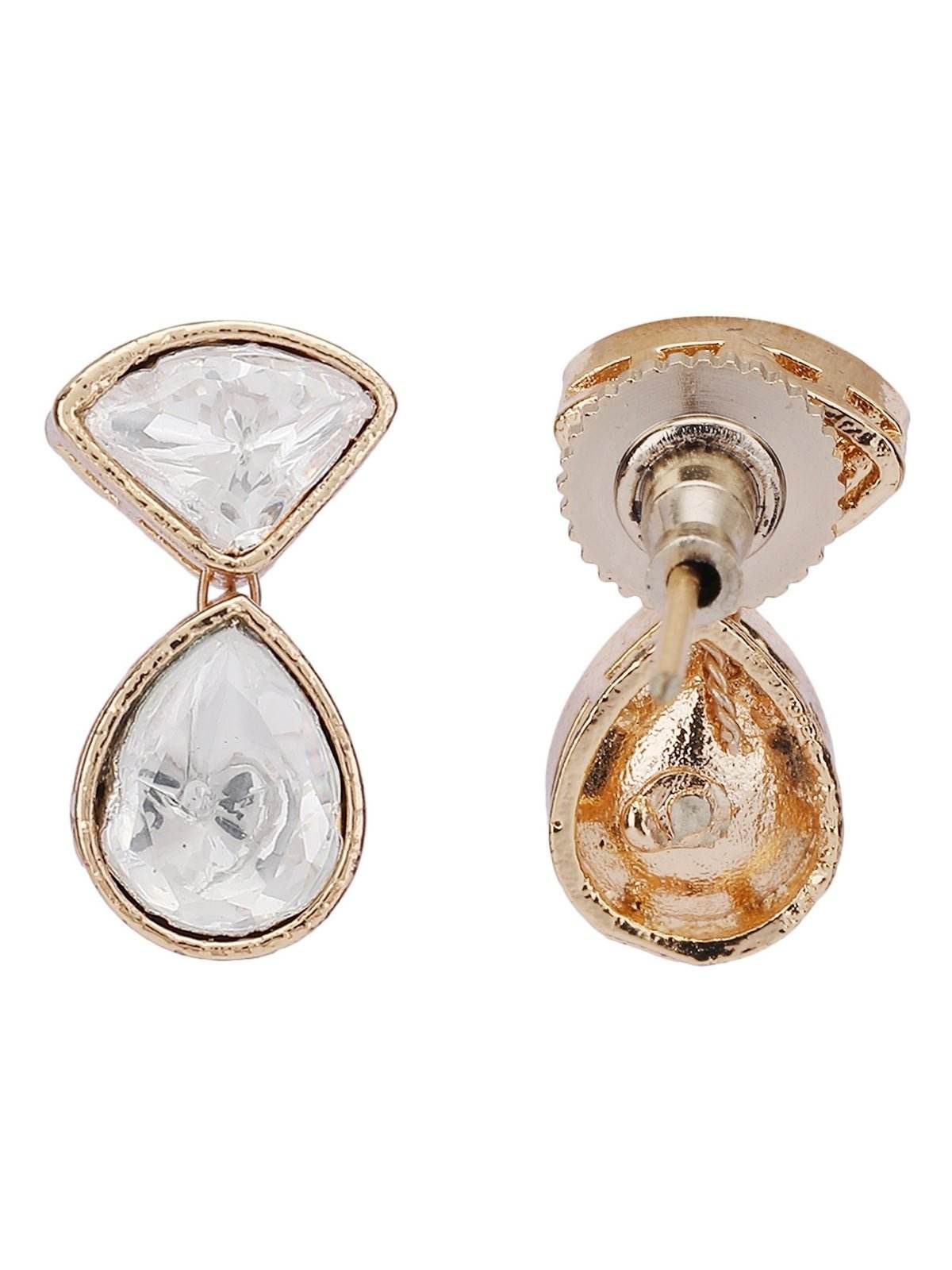 Gold-Plated Contemporary-Shaped 3-Layer Necklace and Earrings - Auraa Trends