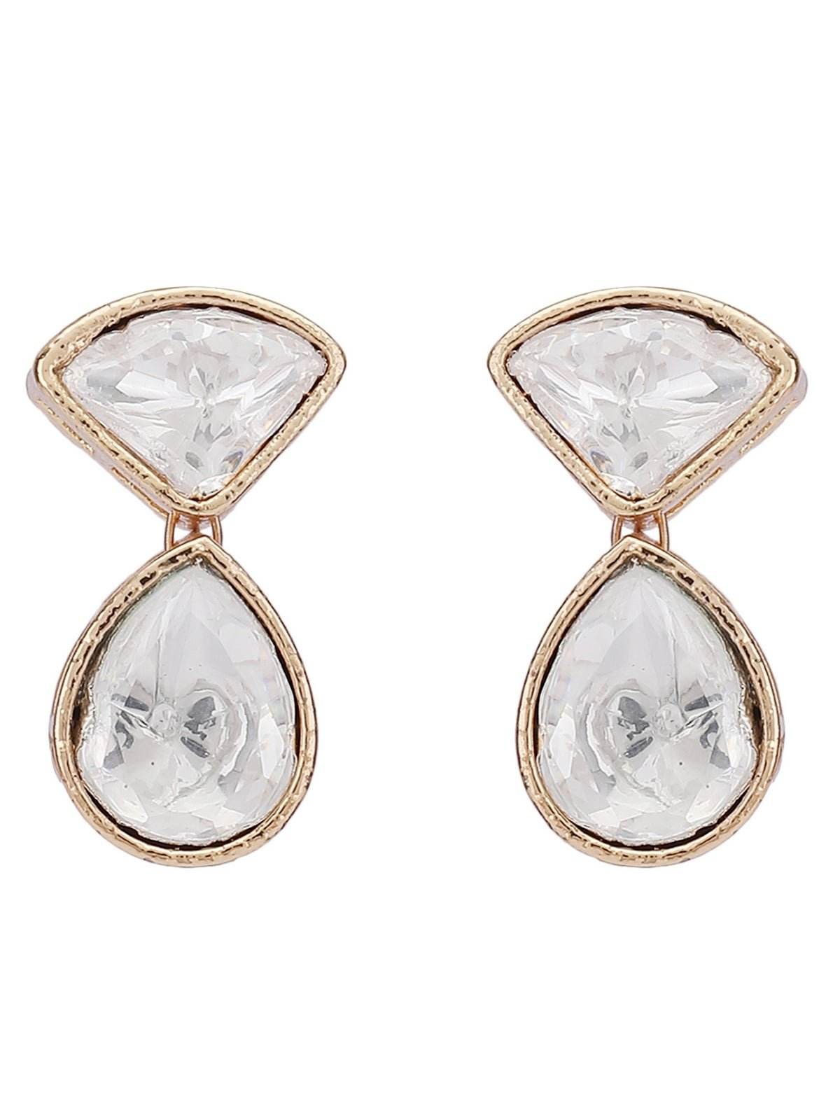 Gold-Plated Contemporary-Shaped 3-Layer Necklace and Earrings - Auraa Trends